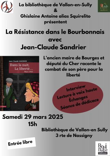 La résistance dans le bourbonnais avec Jean-Claude Sandrier à la bibliotjèque de Vallon-en-Sully